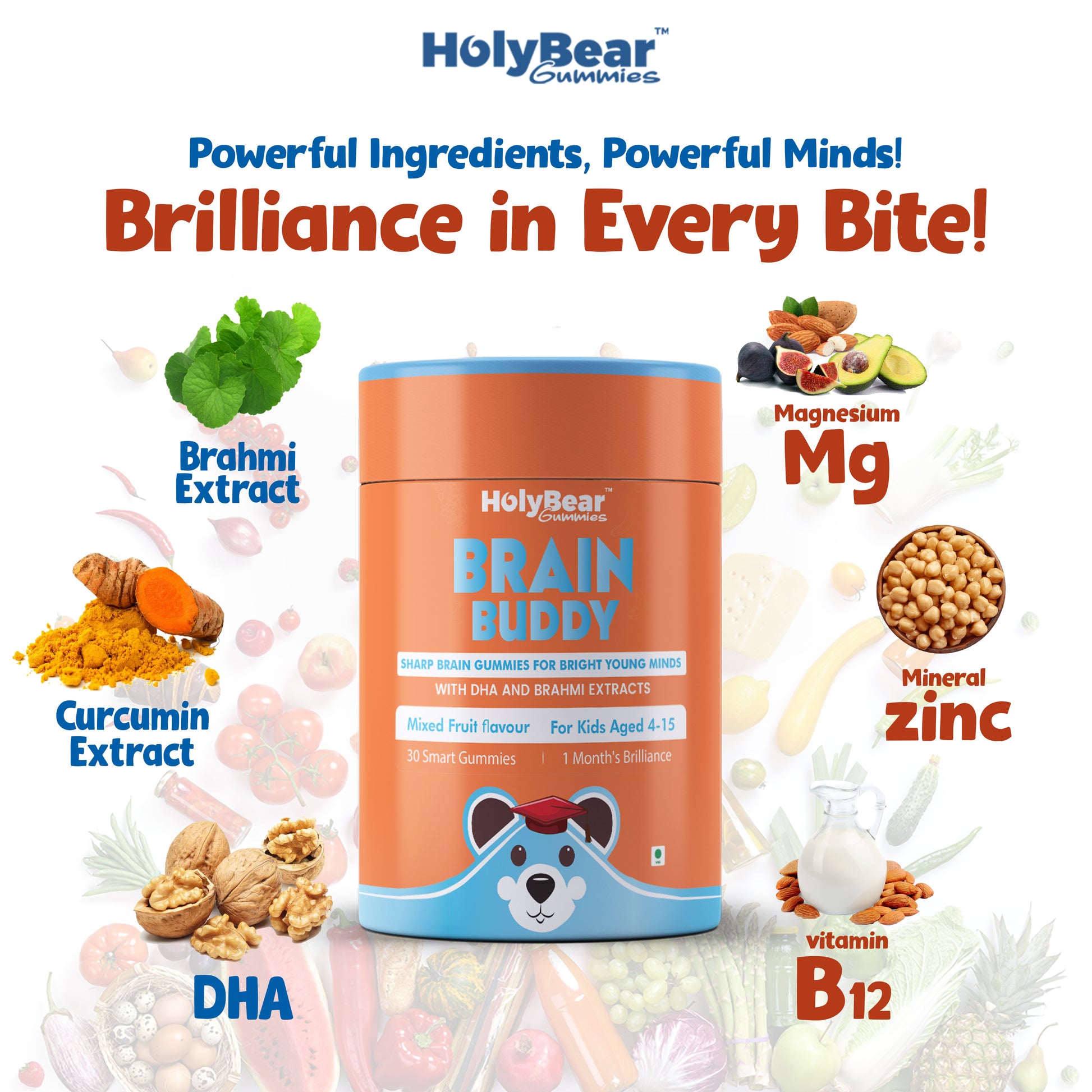 ingredients of HolyBear BrainBuddy Sharp Brain Gummies