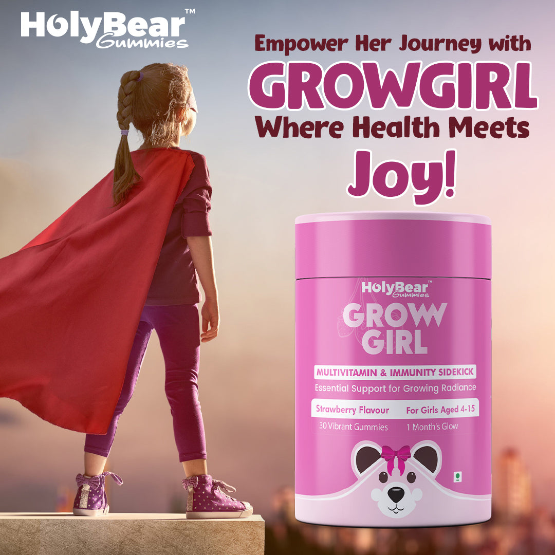 HolyBear GrowGirl Multiviatmin & Immunity Gummies Strawberry Flavour