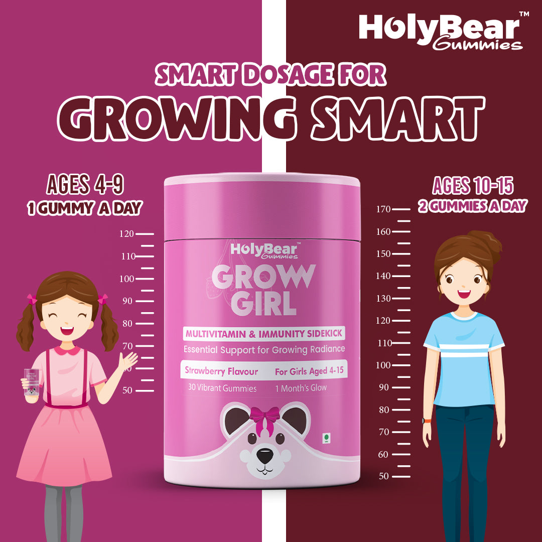 Recommended Dosage of HolyBear GrowGirl Multivitamin & Immunity Gummies